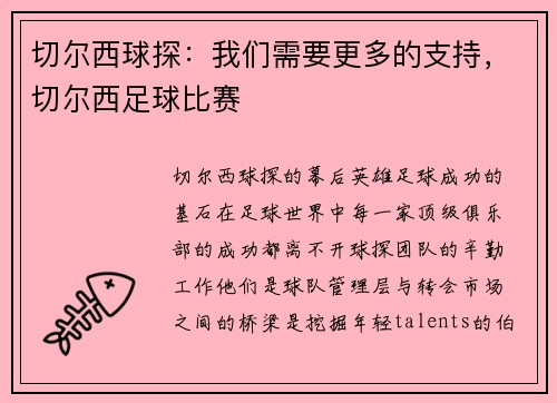 切尔西球探：我们需要更多的支持，切尔西足球比赛